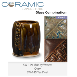 Muddy Waters SW179 over Tea Dust SW145 Stoneware Glaze Combination